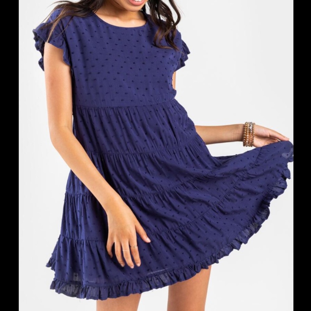 New Francesca’s Sony Clip Dot Mini Babydoll Dress
